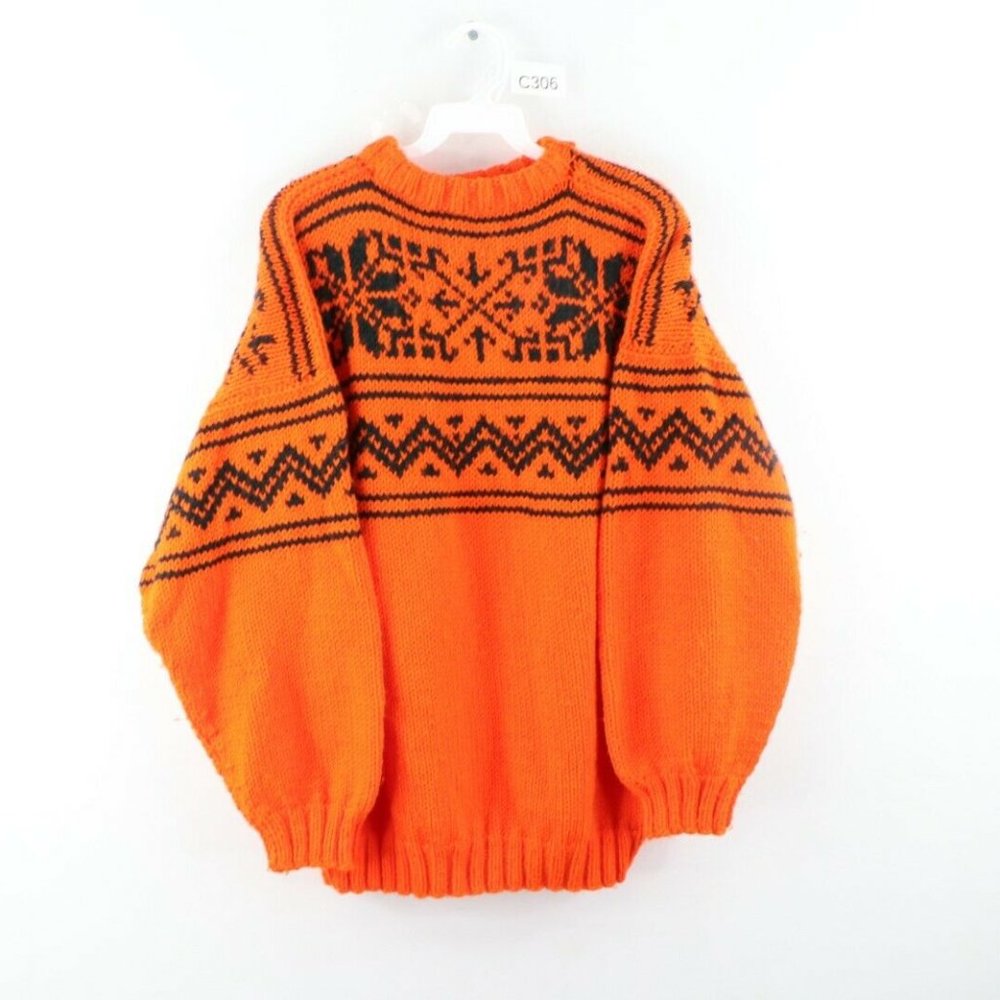 Vintage 80s Rockabilly Acrylic Sweater Orange